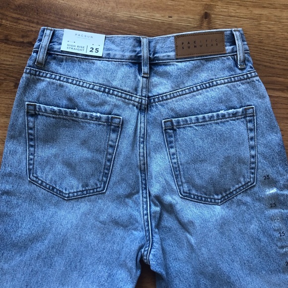 PacSun Light Blue Ripped High Waisted Straight Leg Jeans 25 - Picture 6 of 6